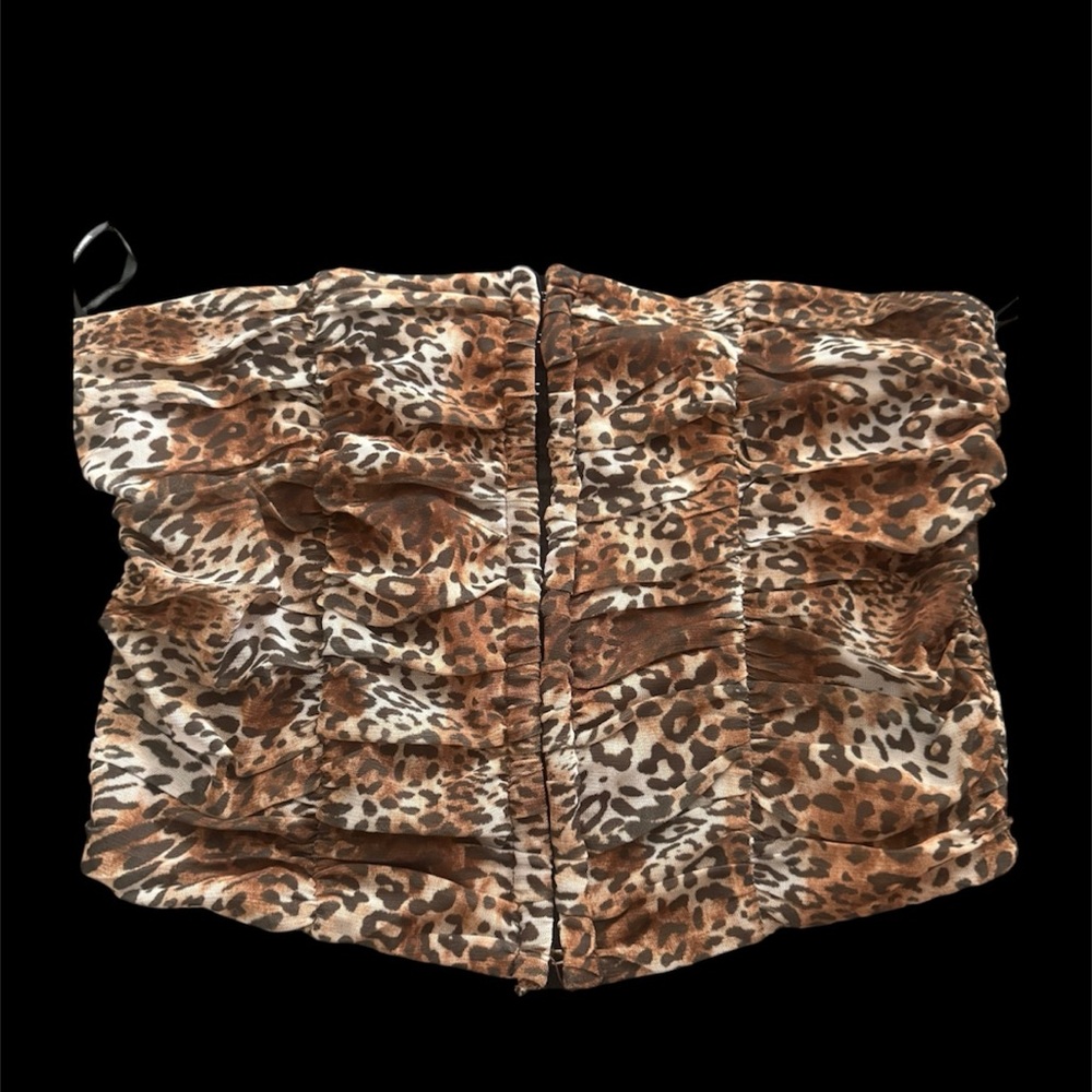 Leopard Print Strapless Top